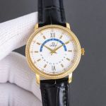 Omega De Ville 28S8-16 Movement Italian Calfskin Leather Strap 39mm 316L Steel Watch